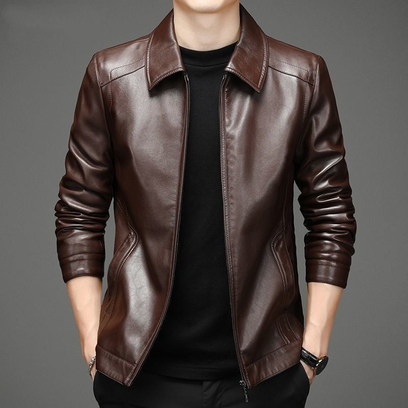Fleece-Lined Soft Leather Jacket | Casual Comfort Zip-Up