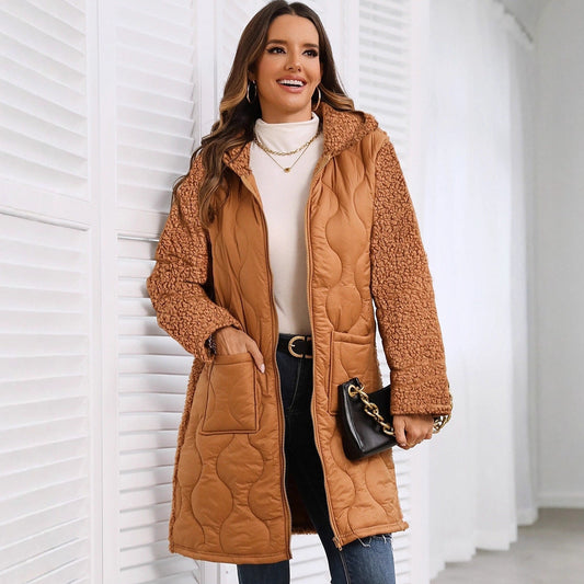 European Style Loose Plush Hooded Jacket