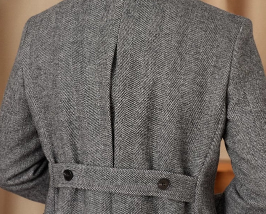 Luxury Men's Double-Breasted Wool Coat | Herringbone Italian Polo Style