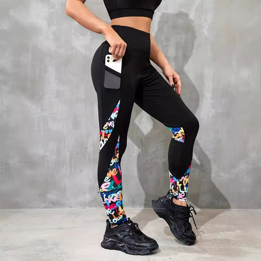 High Waist Tight Patchwork Color Block Yoga Pants