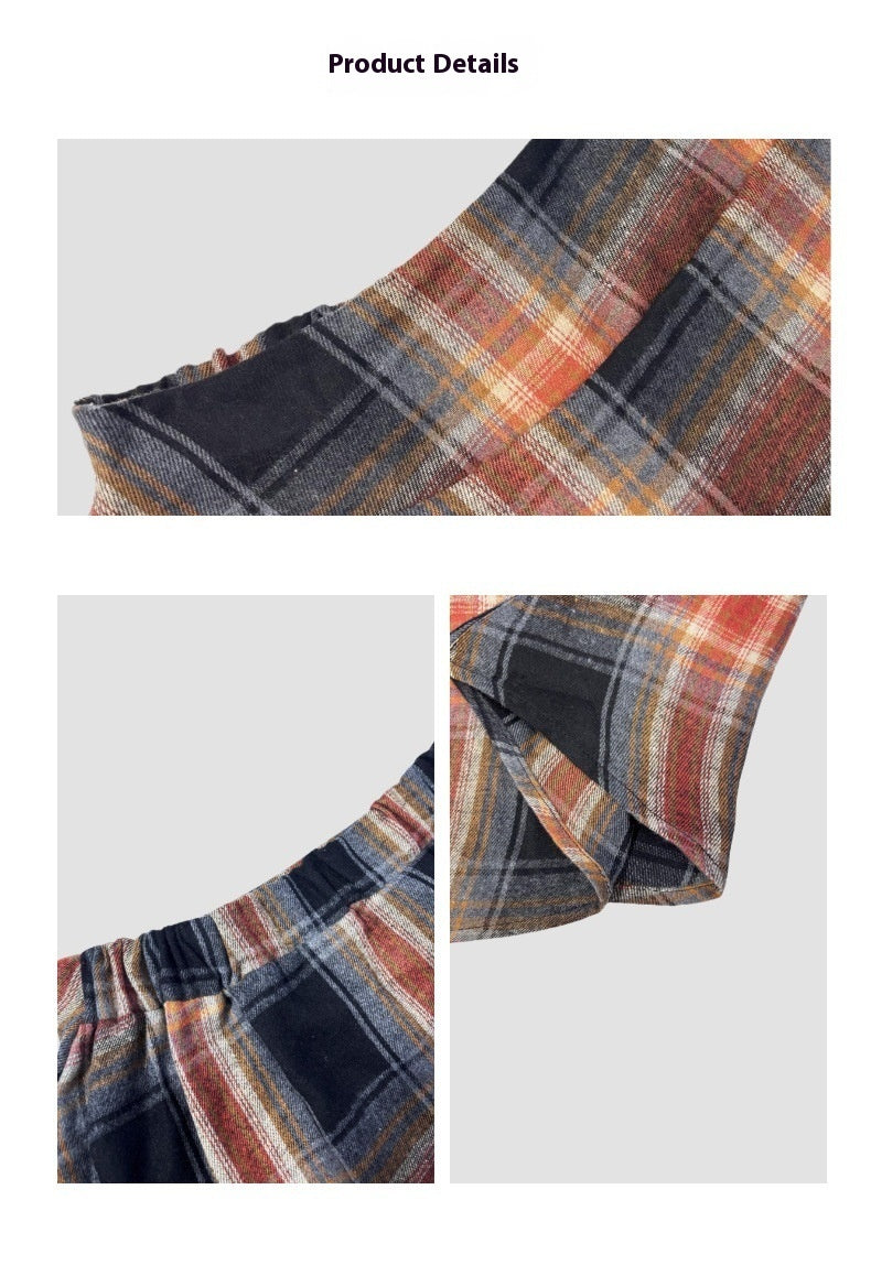 European/American Women's Flannel Plaid Skirt