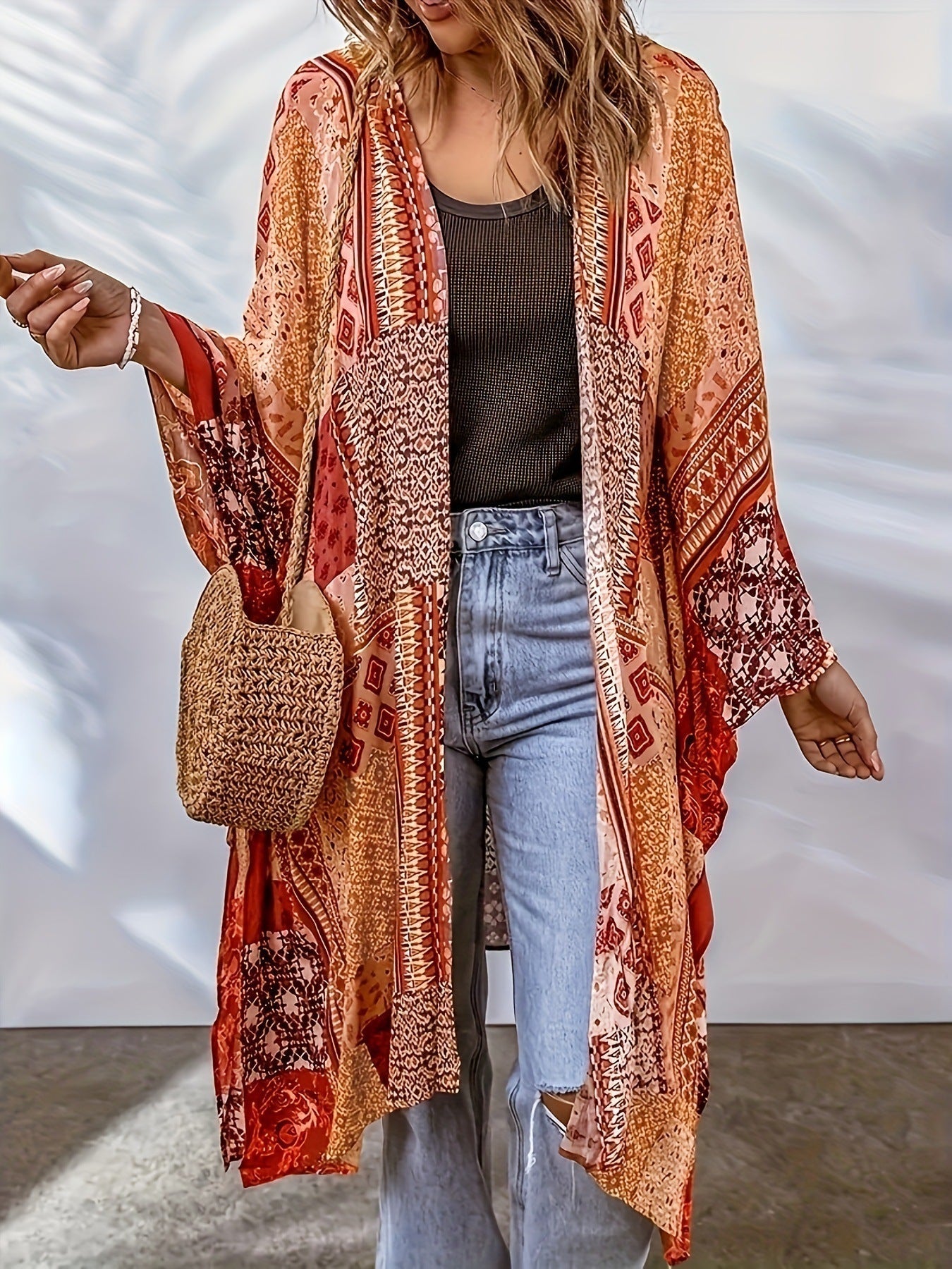 Women's Loose Aztec Cardigan Cloak
