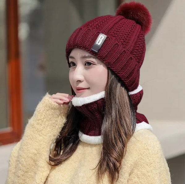 Thermal Knit Winter Hat and Scarf Combo