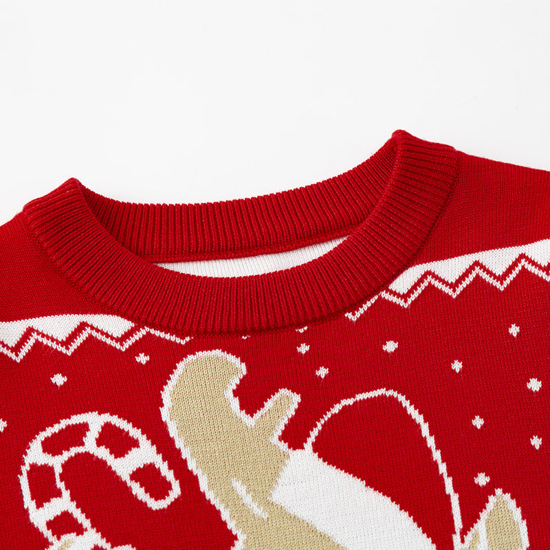 Cartoon Elk Jacquard Pullover Sweater
