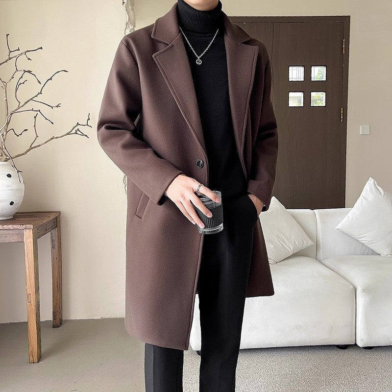 Luxury Style Woolen Coat | Trendy Mid-Length Loose Fit Overcoat