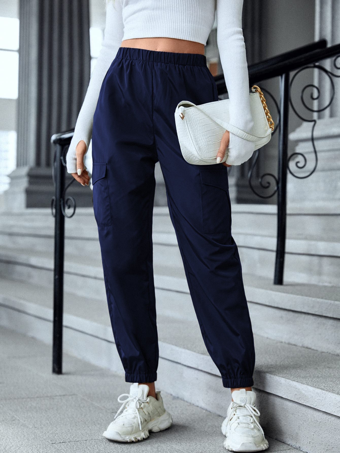 Women's Multi-Pocket Skinny Casual Trousers