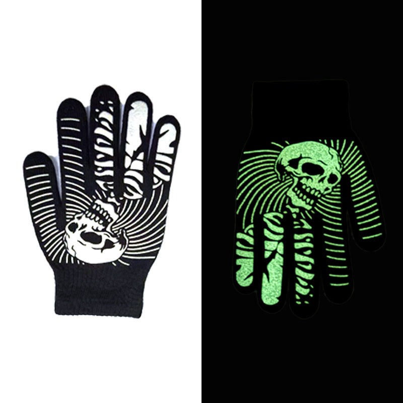 Halloween Skull Luminous Riding & Non-Slip Gloves