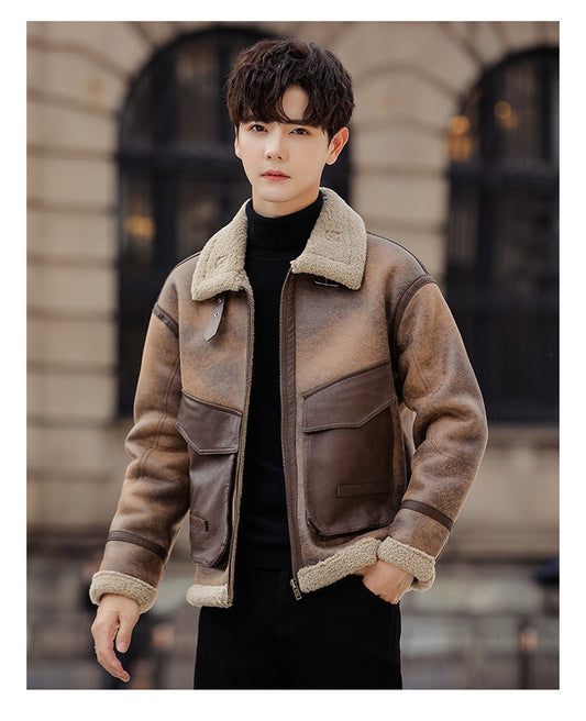 Men's Casual Leather and Fur Coat | Warm Winter Outerwear Jacket