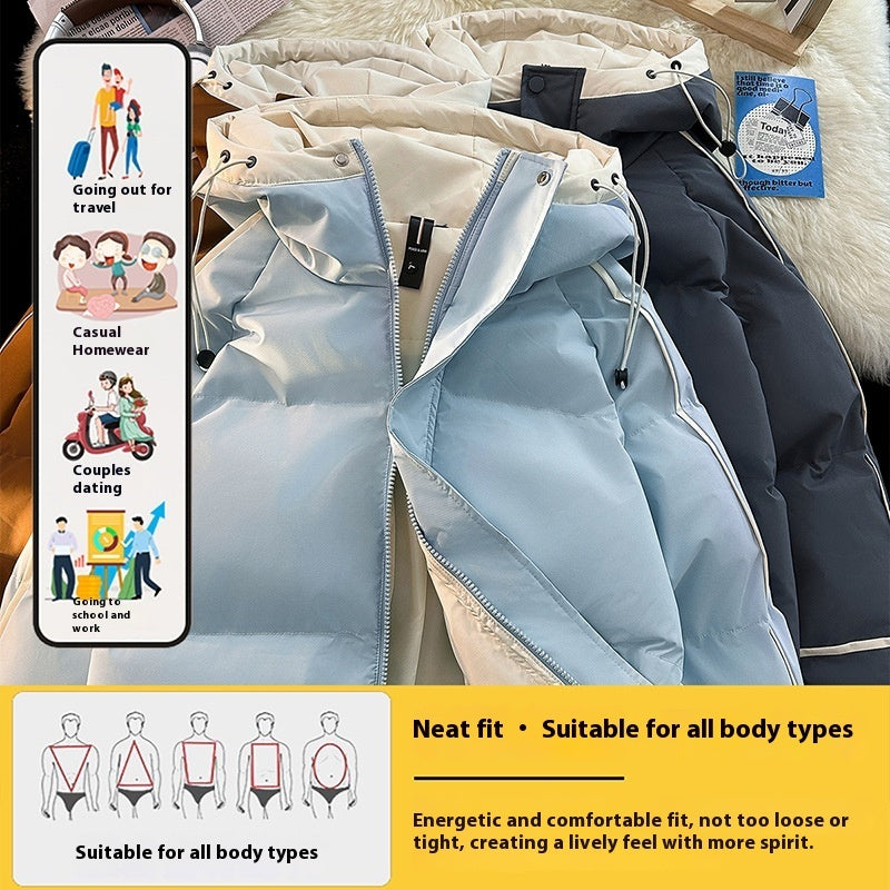 Oversized Drop-Shoulder Men's Puffer Jacket | Hooded Casual Cotton-Padded Coat