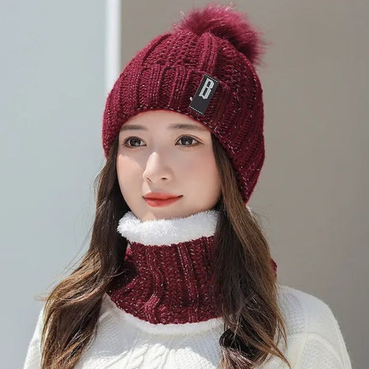 Thermal Knit Winter Hat and Scarf Combo