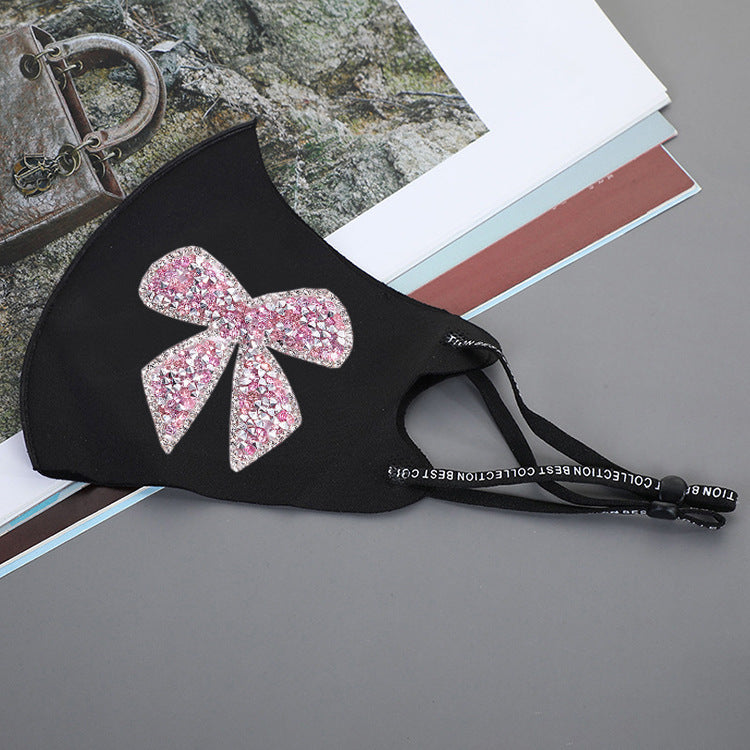 Rhinestone Smiley Butterfly Pattern Sun Block Face Mask