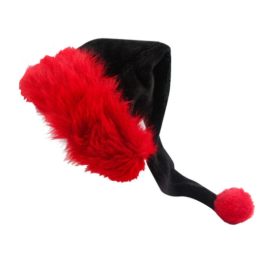 Halloween & Christmas Black Plush Santa Hat