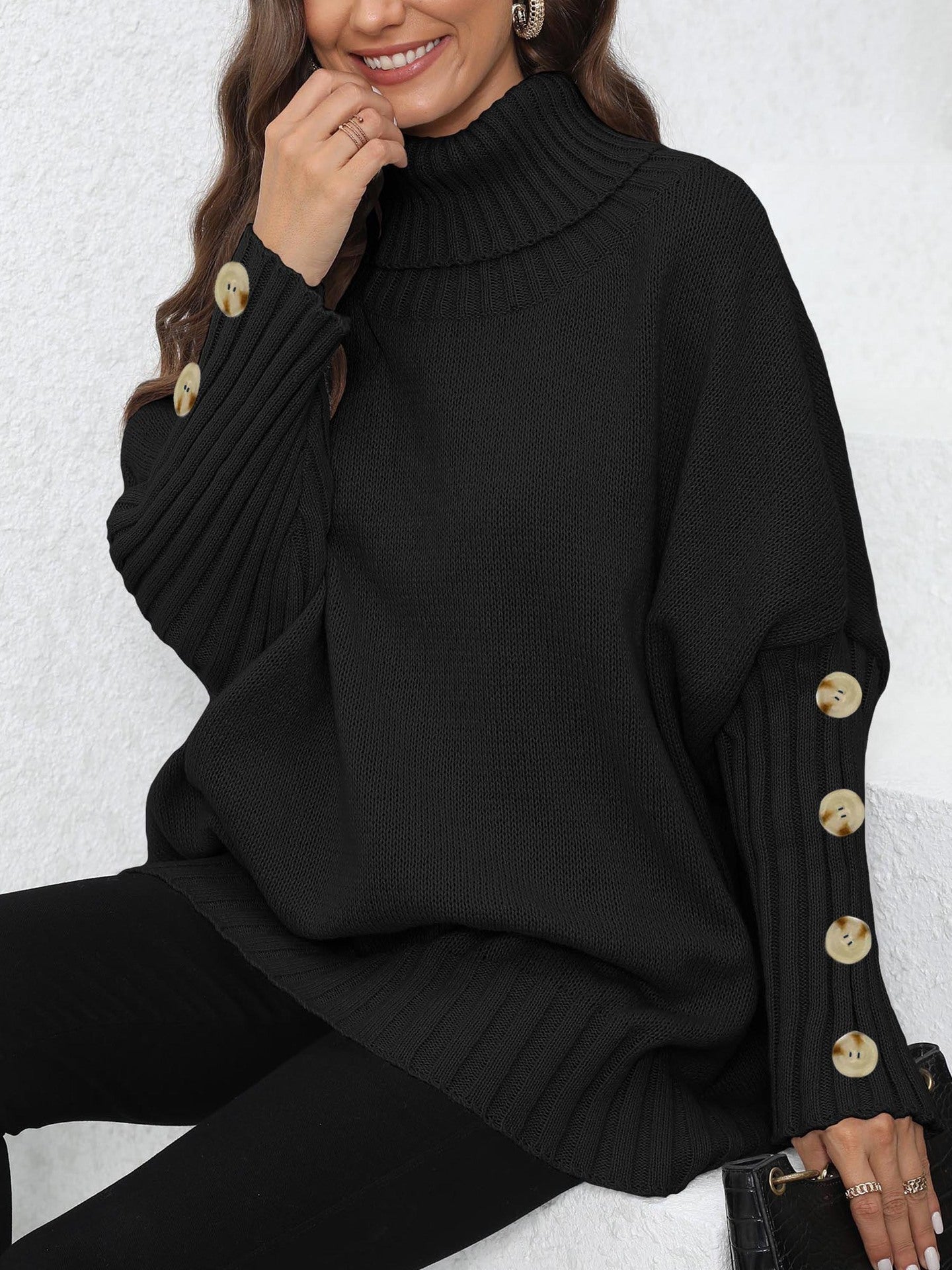 Women's Turtleneck Lapel Knit Pullover