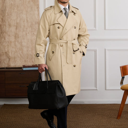 Classic Double-Breasted Lapel Trench Coat | All-Weather Overcoat