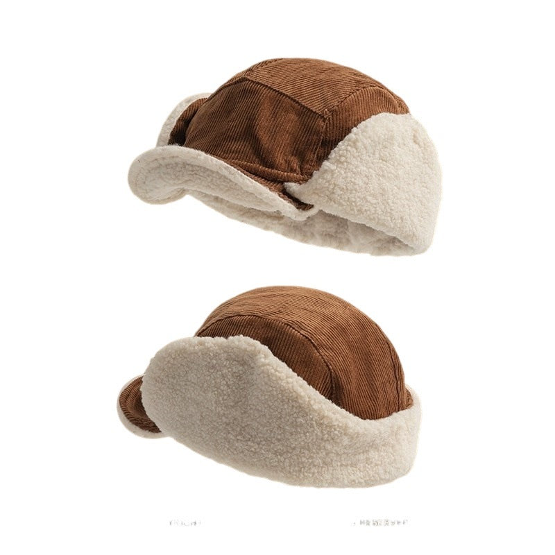Japanese Retro Corduroy Warm Ear Protection Ushanka Hat
