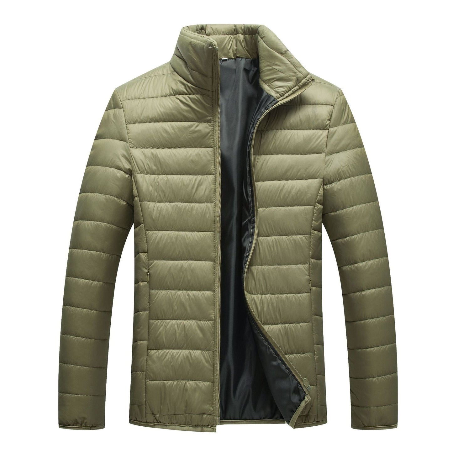 Warm Candy Color Cotton Padded Jacket | Men's Casual Zip-Up Hooded Coat