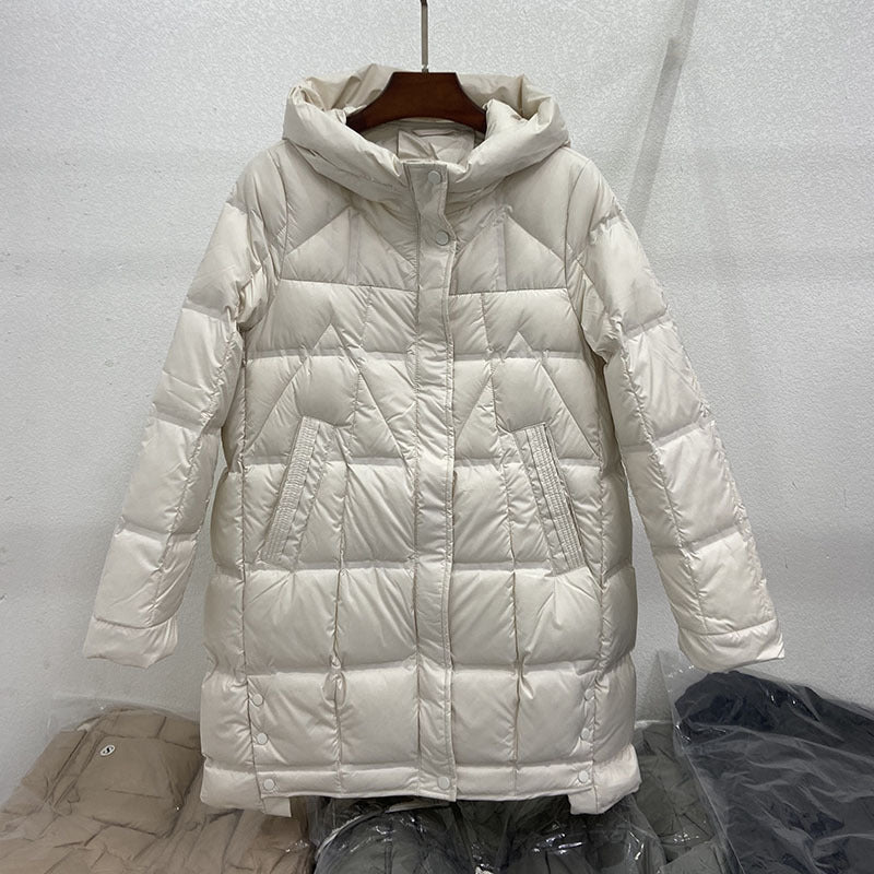 Lightweight Mid-Length Down Jacket with Hood