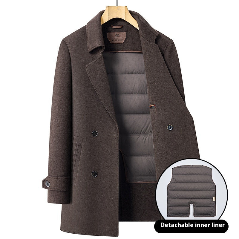 Premium Men's Wool Blend Topcoat | Mid-Length Double-Sided Suit Collar