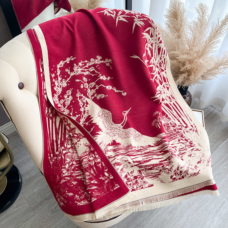 Elegant Ink Color Print Versatile Shawl