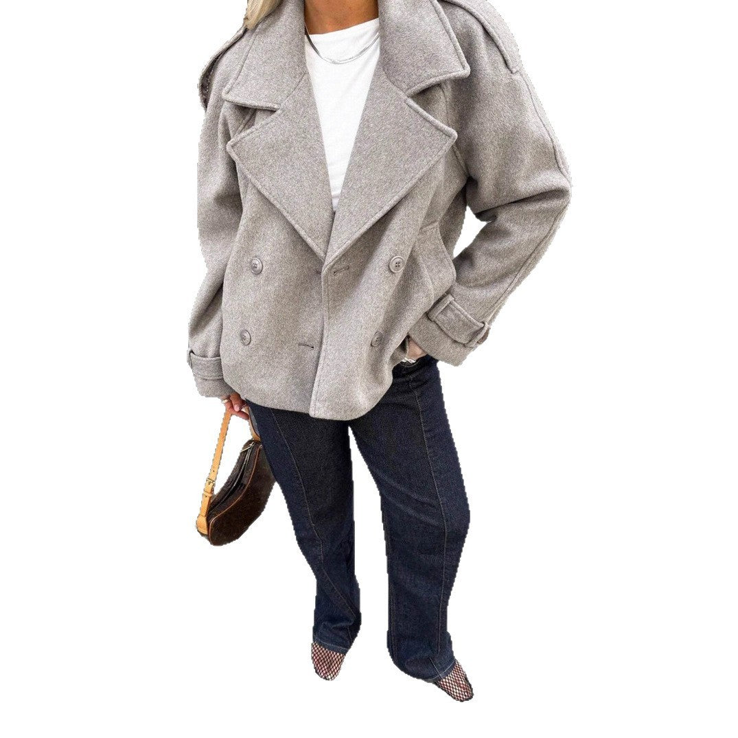 Elegant Woolen Coat with Double Buttons