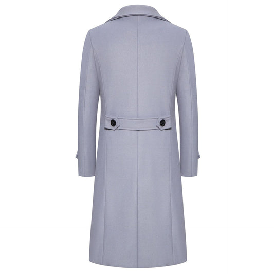 Men's Long Double-Breasted Woolen Trench Coat | Warm Autumn/Winter Overcoat