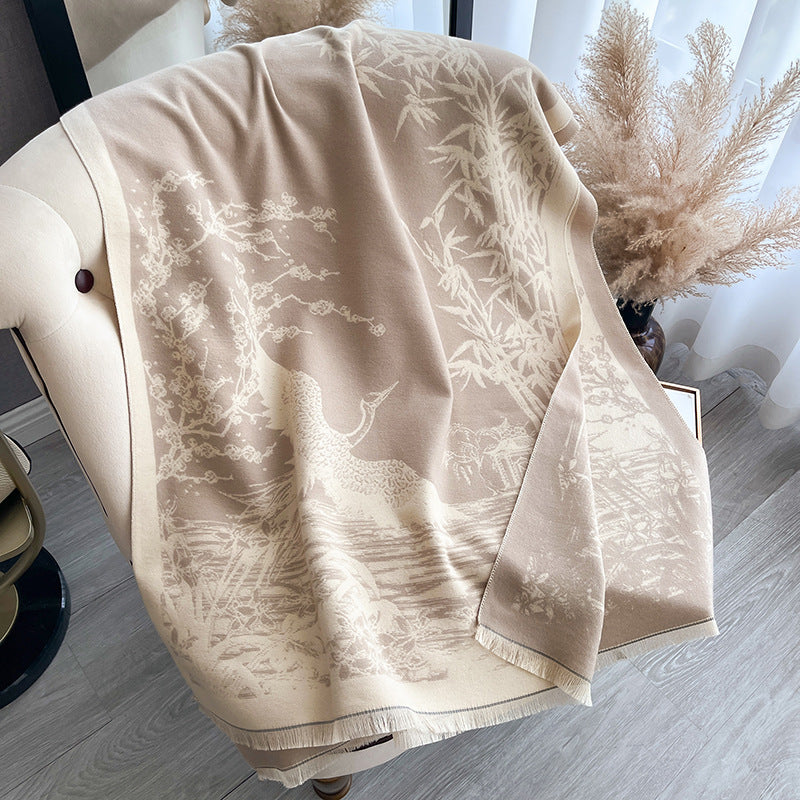 Elegant Ink Color Print Versatile Shawl