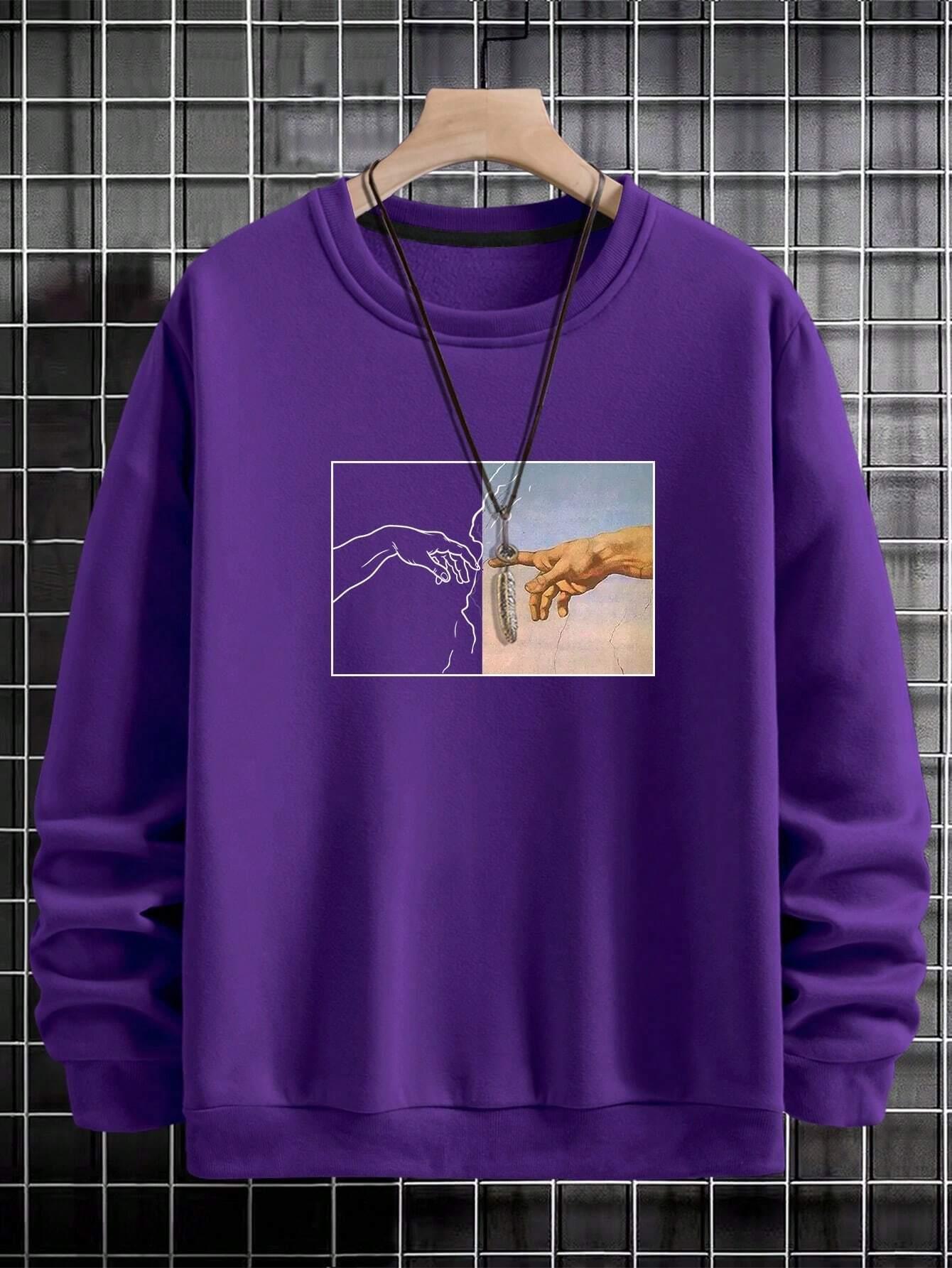 Men's Street Style Hand-Printed Sweatshirt | Urban Graphic Pullover